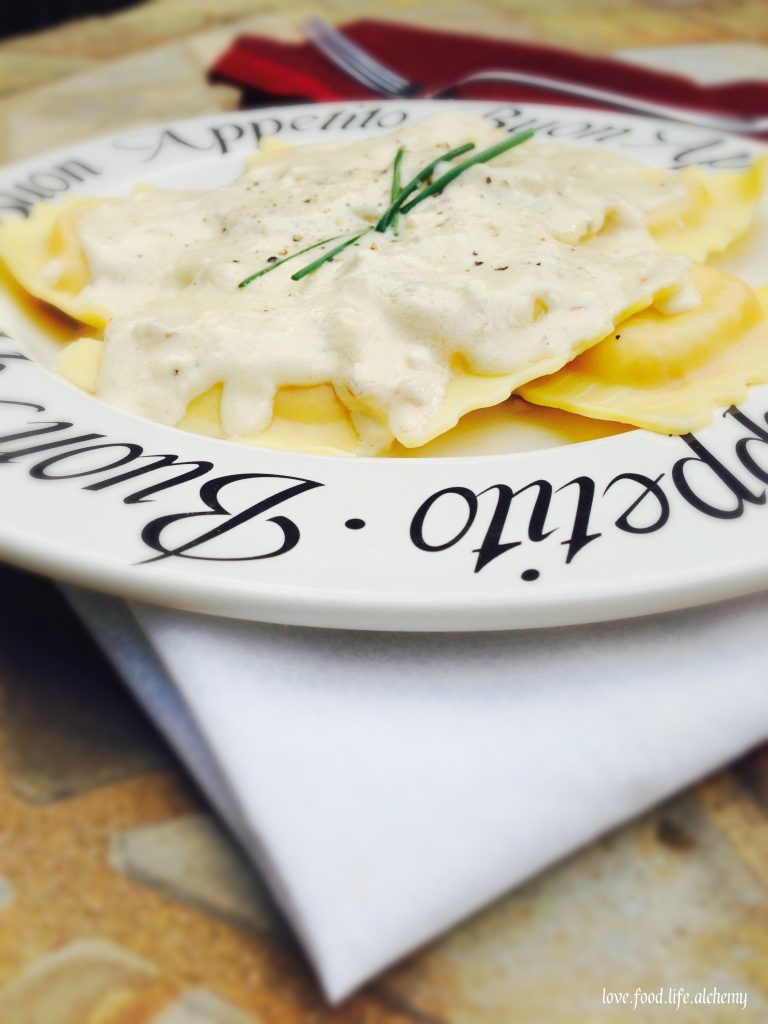 Coconut Milk Alfredo Sauce With Lobster Ravioli